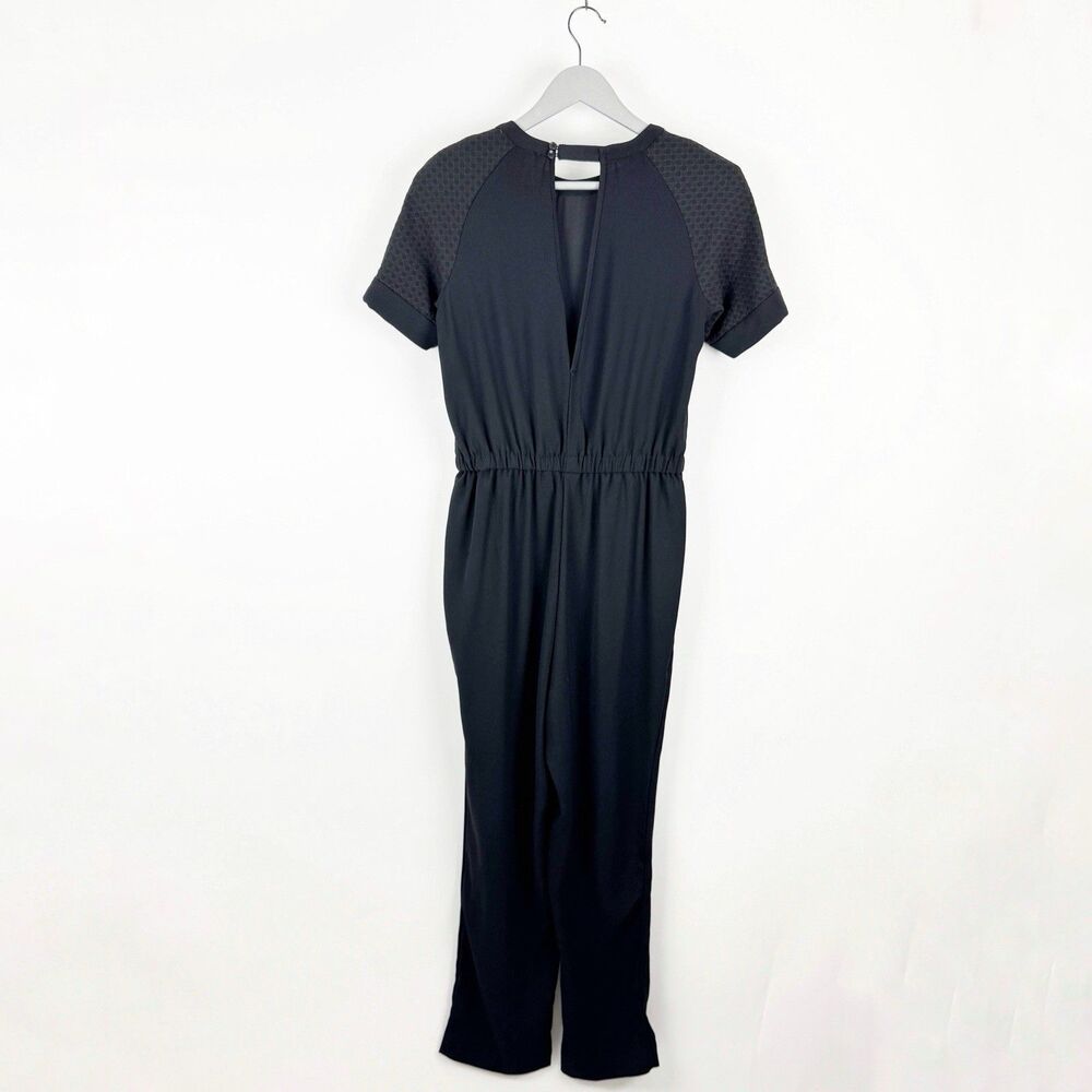 by Anthropologie Allegory Women's Black Short Sleeve Textured Jumpsuit - Picture 10 of 16